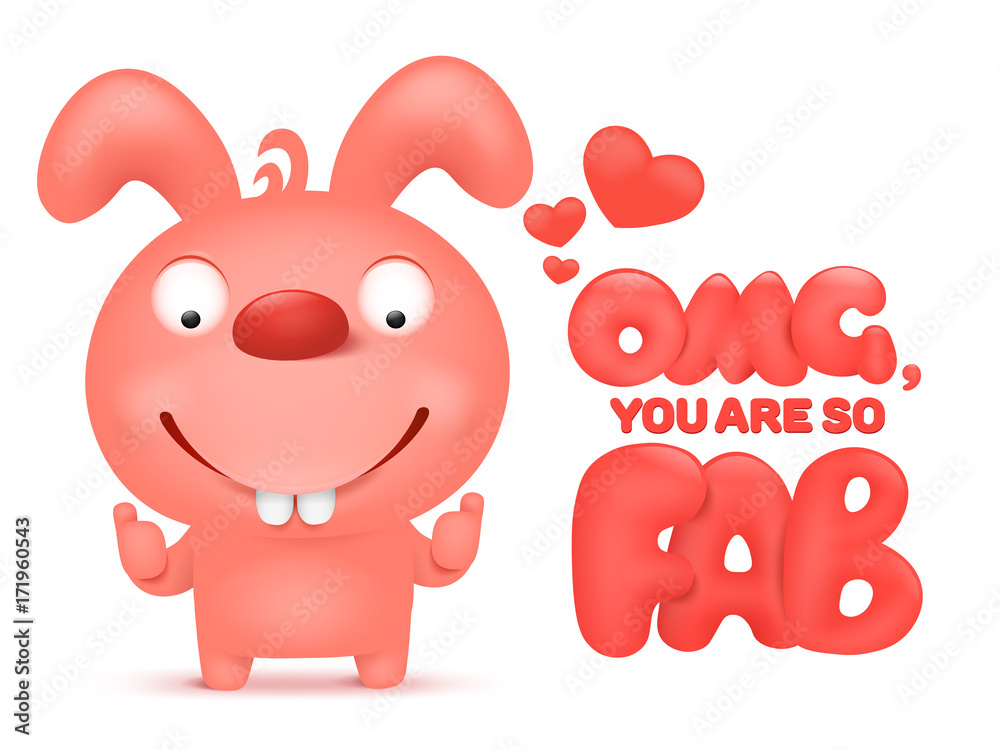 Valentine card template with pink cartoon bunny character. Valentine card template with pink cartoon bunny character.