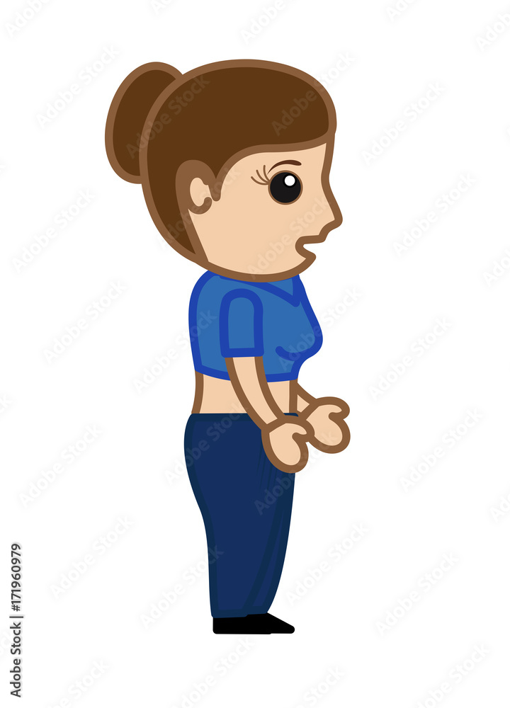 Happy Cartoon Lady Character Vector Illustration
