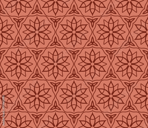Decorative abstract seamless background, geometric floral pattern. brown color