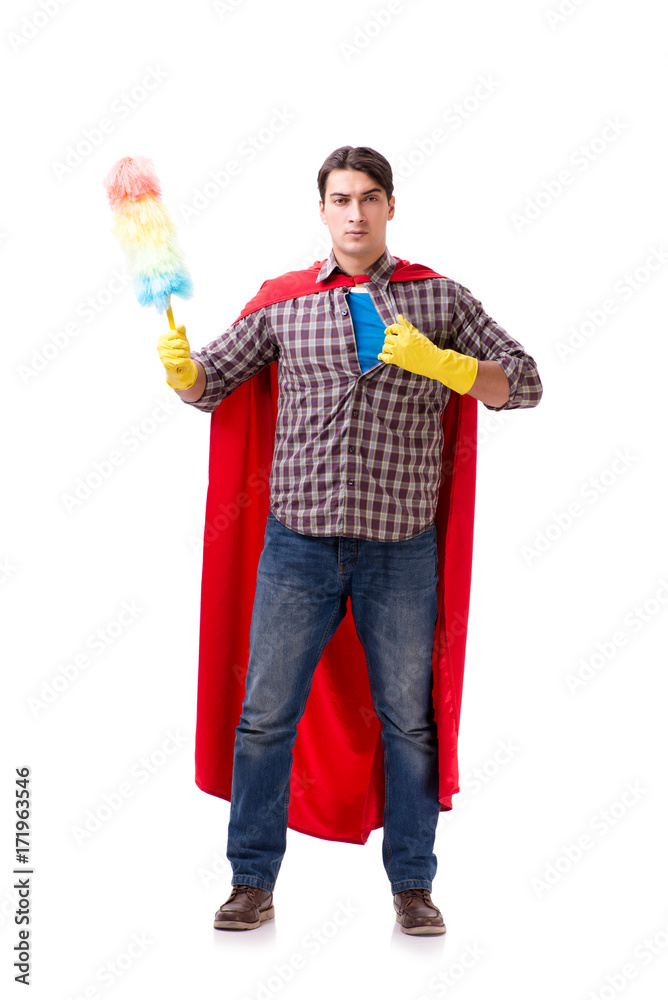 Super hero cleaner isolated on white Super hero cleaner isolated on white