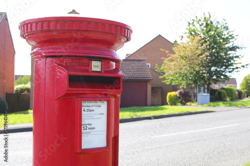Red post box in UK photo