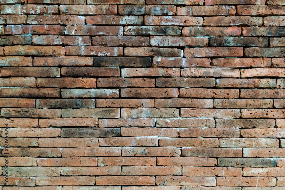 Fototapeta premium Grunge brown brick wall texture. Material construction.