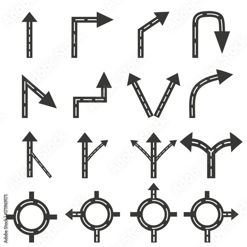 vector of navigational road sign icon set