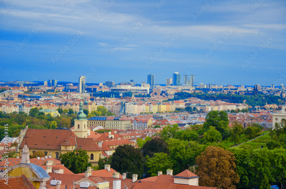 Panorama of Prague on a sunny day (Prague, Czech Republic)