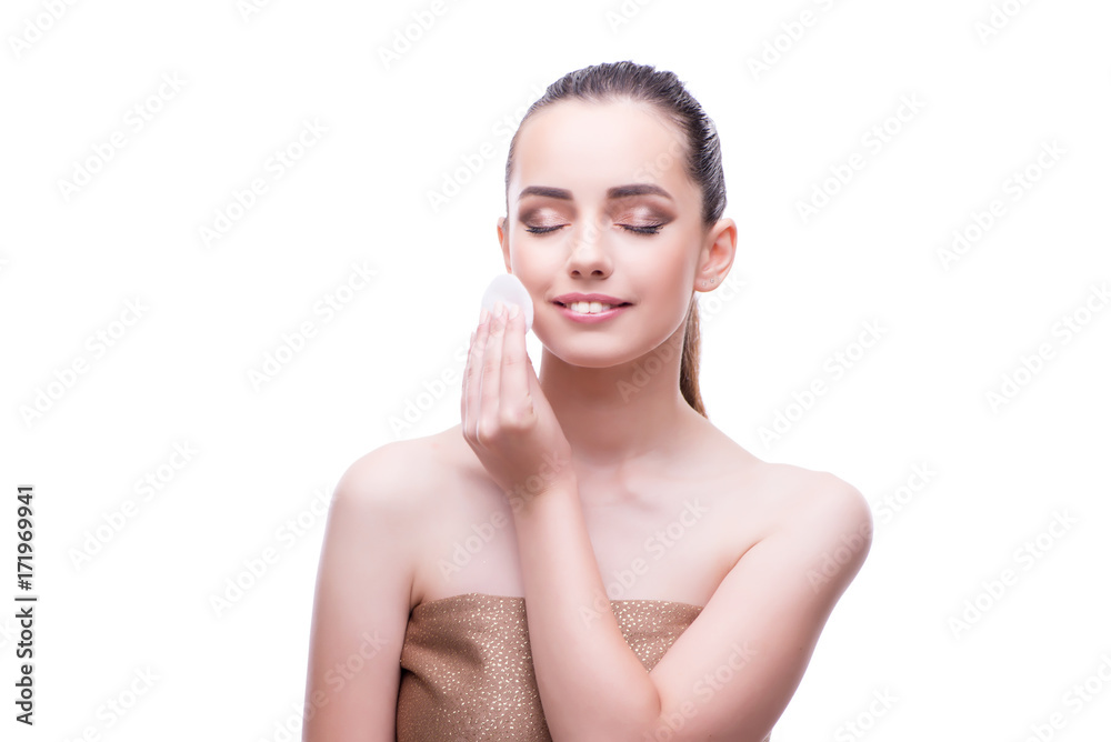 Woman in beauty concept applying make up using cosmetics Woman in beauty concept applying make up using cosmetics