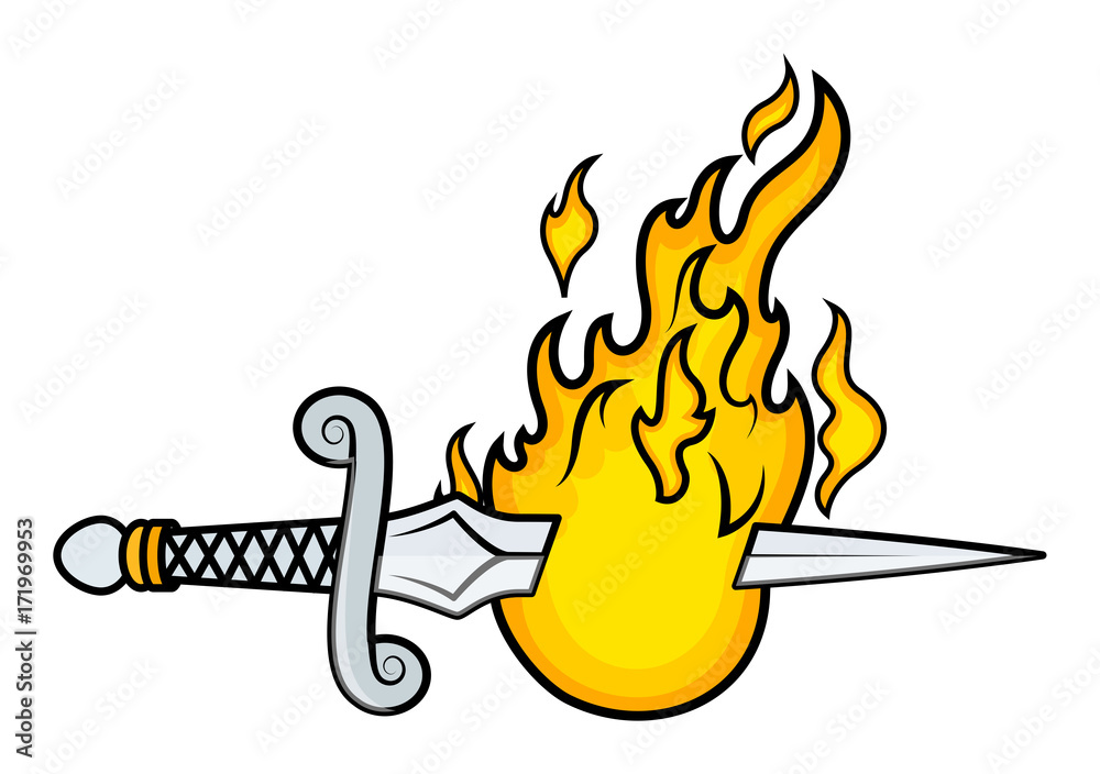 Sword with Fire Vector tattoo Stock Vector | Adobe Stock