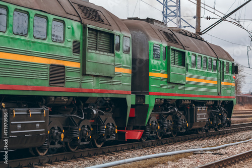 Green diesel locomotive
