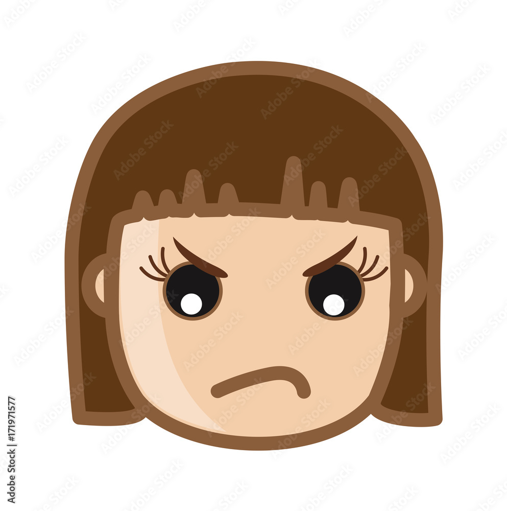 Cartoon Girl Angry Face Exoression Stock Vector | Adobe Stock