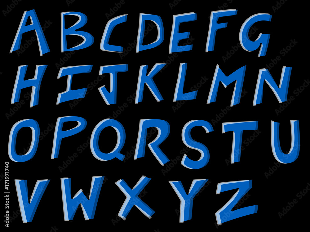 Blue Alphabets