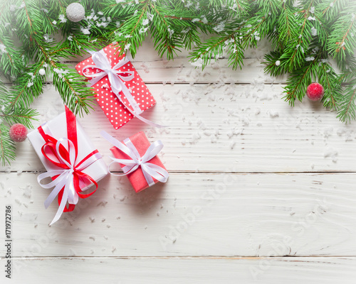 Christmas background. Gifts and congratulations on the New Year. Family meeting.