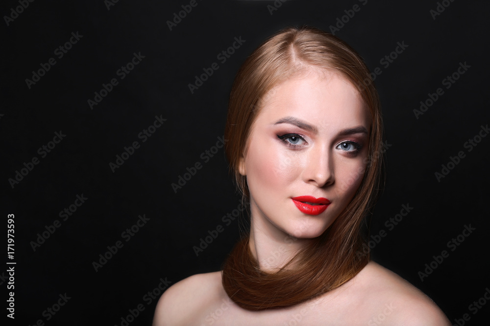 Beauty model on black background, fashion shooting Beauty model on black background, fashion shooting