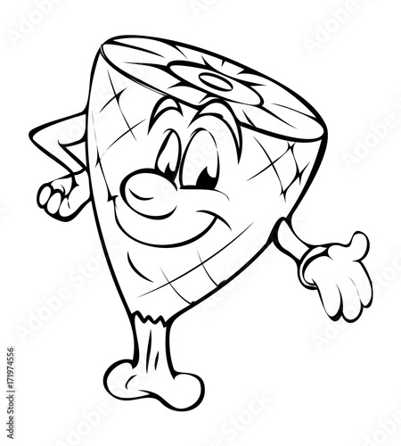 Cartoon Gammon Meat Character Vector Drawing