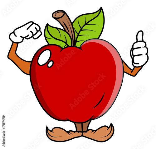 Cartoon Apple Showing Thumbs Up Vector