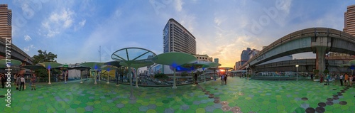 360 panorama MBK sky walk / Walk way new design in front of the MBK center shopping mall in Bangkok