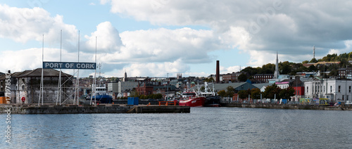 Photos Panoramic view of Cork city in Ireland, its port, and river Lee.