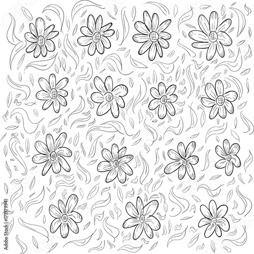 Hand Drawn Simple Flowers Background