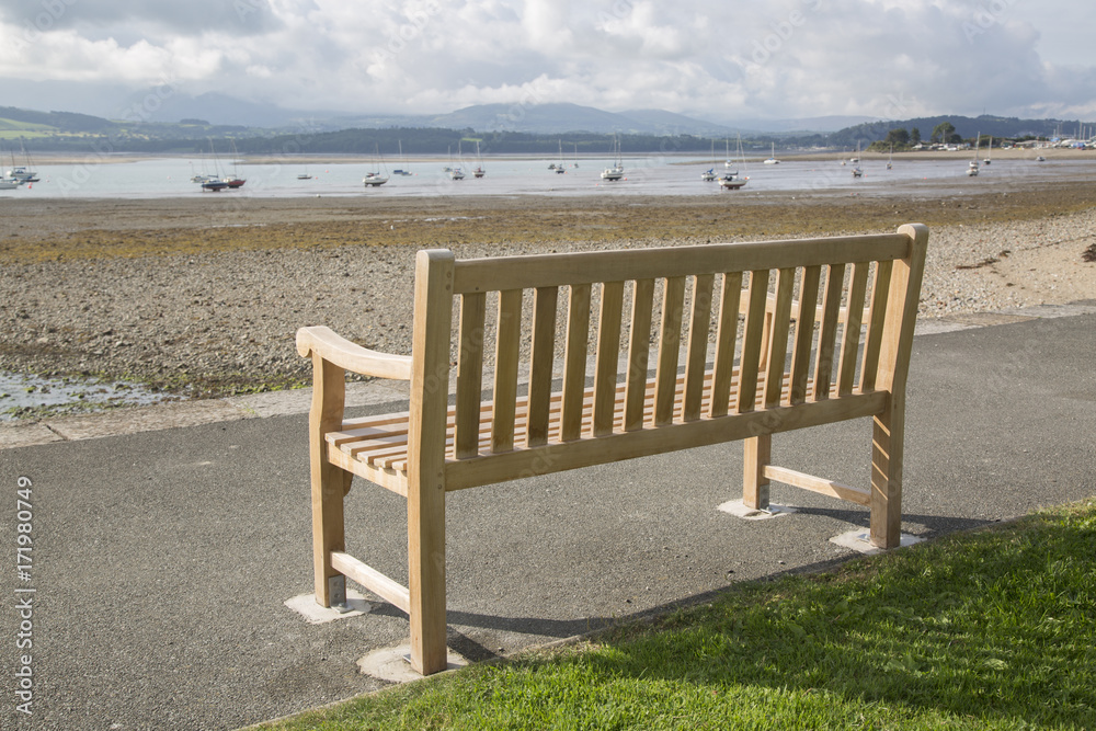 Bench on Seafront, Beaumaris, Anglesey, Wales