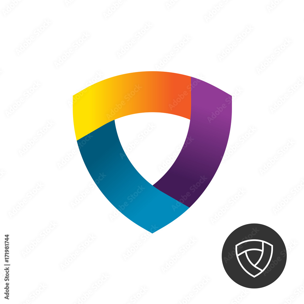 Abstract triangle colorful ribbon shield logo Abstract triangle colorful ribbon shield logo