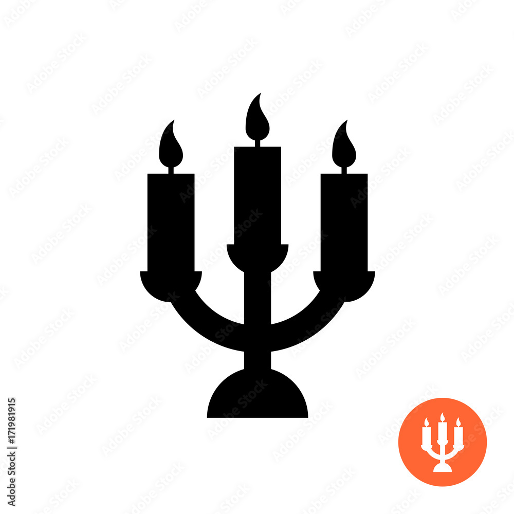 Fototapeta premium Candle holder black silhouette icon.