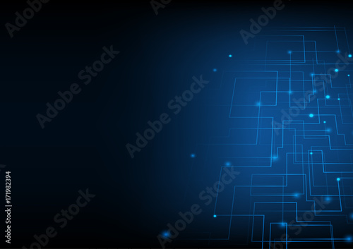 Abstract technology illustration, digital circuit board on dark background