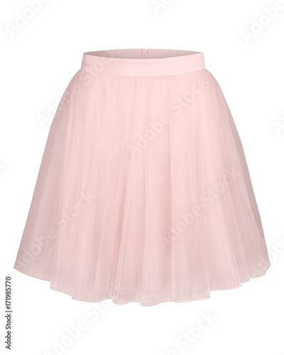 Pale pink glamour tulle ballerina skirt isolated on white photo