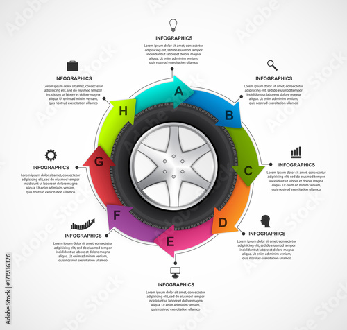 Car Wheel Infographic Design Template. Vector illustration.