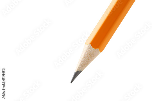 Yellow pencil on a white background