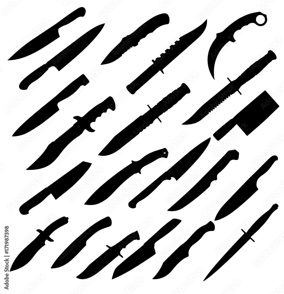 Silhouette of knife collection Silhouette of knife collection
