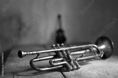 trumpet on black background