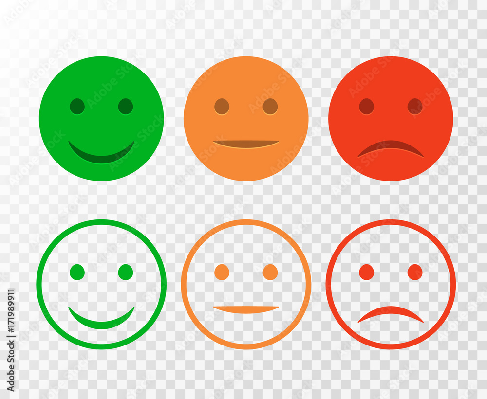Smiley icon set. Emoticons positive, neutral and negative. Vector ...