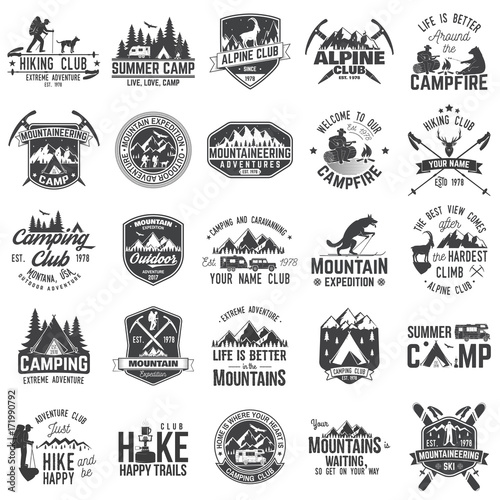 Set of extreme adventure badges. Concept for shirt or logo, print, stamp or tee.