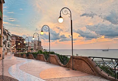 Ortona, Abruzzo, Italy: seafront at dawn, beautiful terrace on the Adriatic sea photo