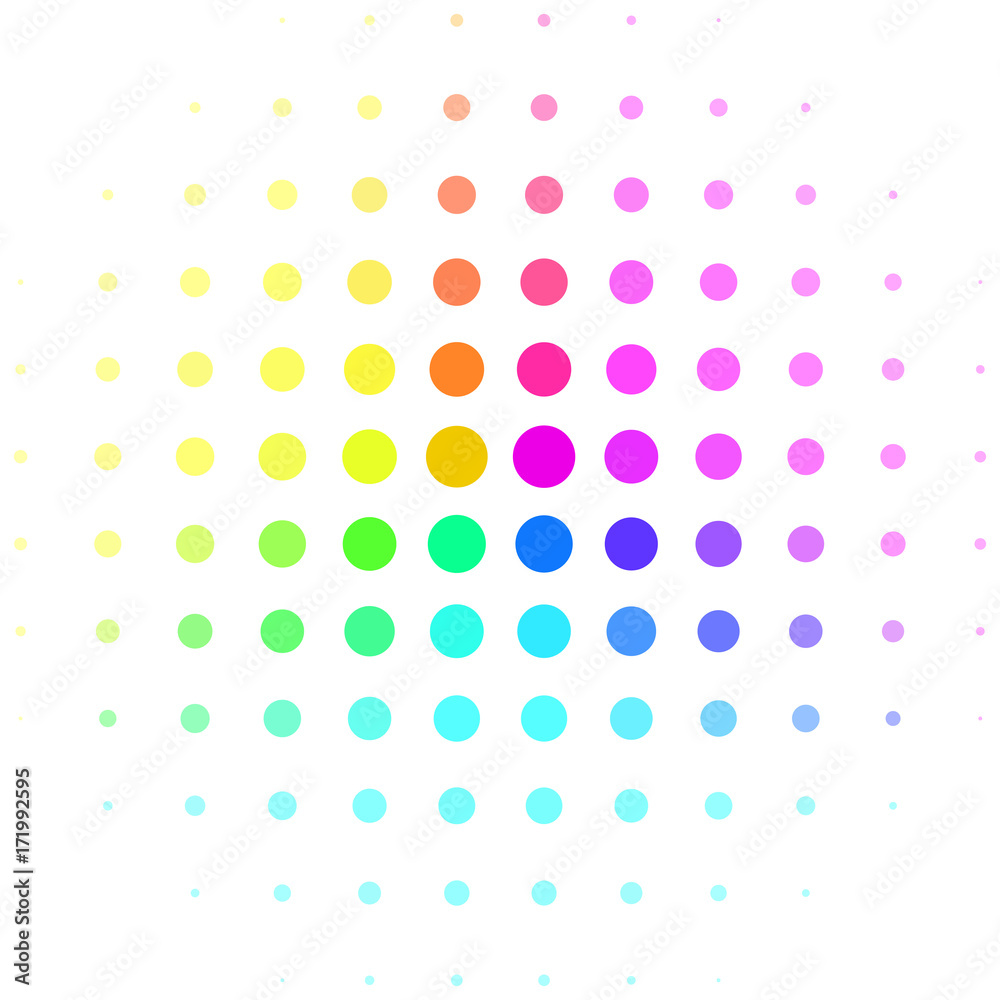 Abstract colorful rainbow halftone sphere isolated