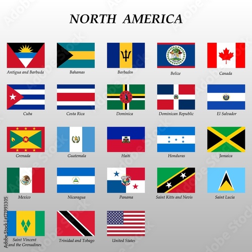 set of flags north america