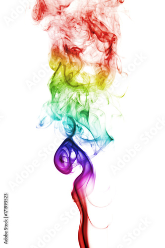 Colorful rainbow smoke isolated on white background