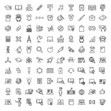 school, education and knowledge 100 bolt line black icons set
