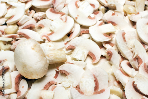 Fresh cut mushrooms texture for background