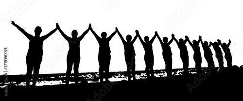silhouette of successful people
