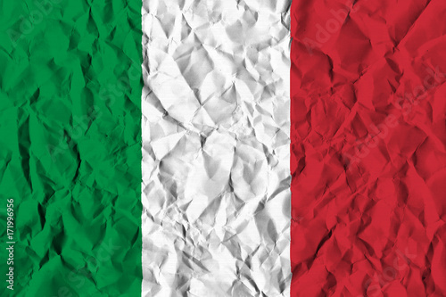 Italy Crisis Concept: Crumpled Paper Italian Flag