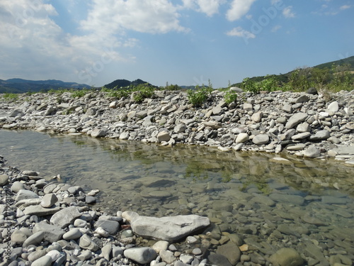 View of the River Ceno, Varano de' Melegari, Emilia Romagna, Italy
