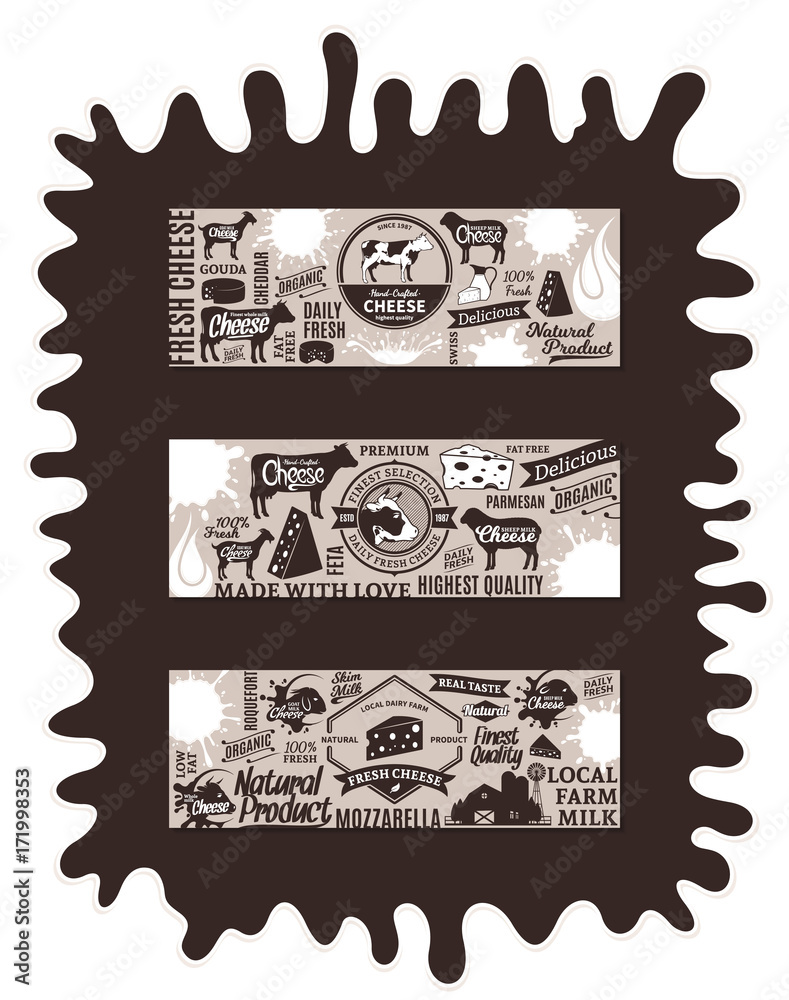 Obraz premium Vector cheese banners