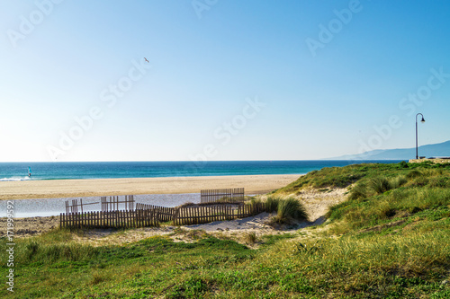 Beach and sandbreak in Tarifa  Spain