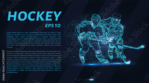 Hockey from the particles. Hockey breaks down into small molecules. Vector illustration.