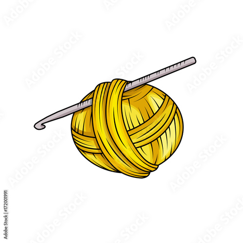 Yarn ball in cartoon style