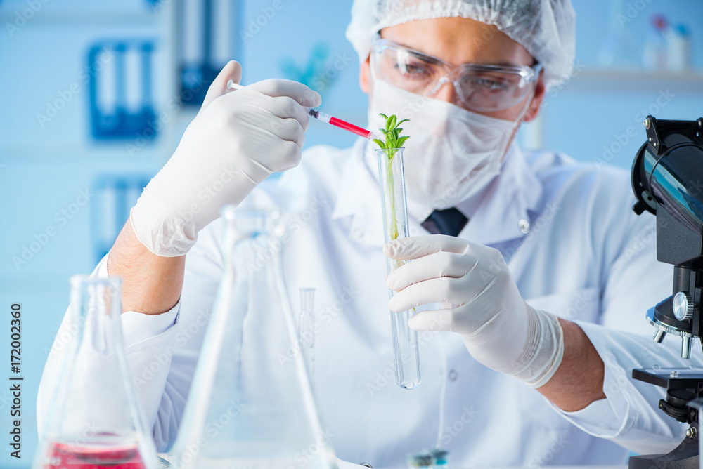 Biotechnology concept with scientist in lab Biotechnology concept with scientist in lab