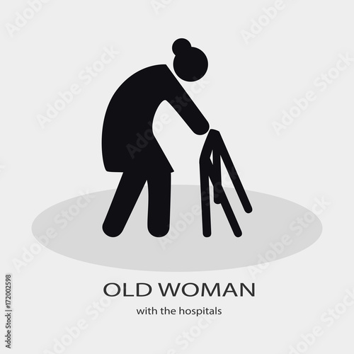 Elder woman vector icon on the grey background photo