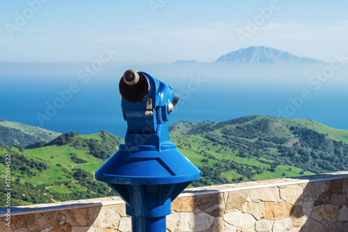Binoscope at the viewpoint Mirador del Estrecho in Tarifa, Spain