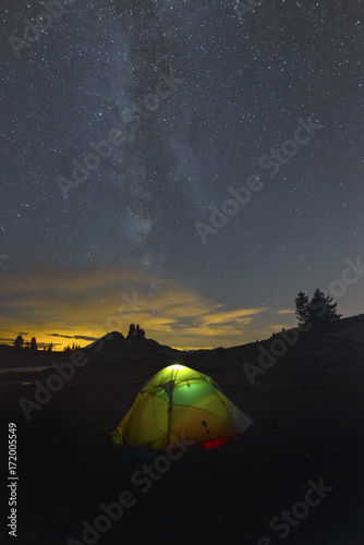 Night Stars Galaxy North Cascades Mountain Landscape Camping Tent