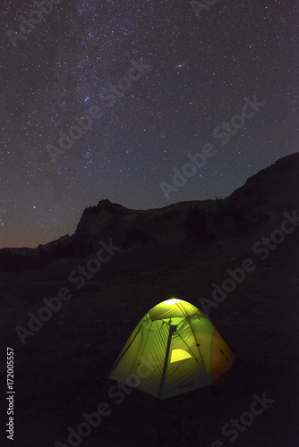Night Stars Galaxy North Cascades Mountain Landscape Camping Tent