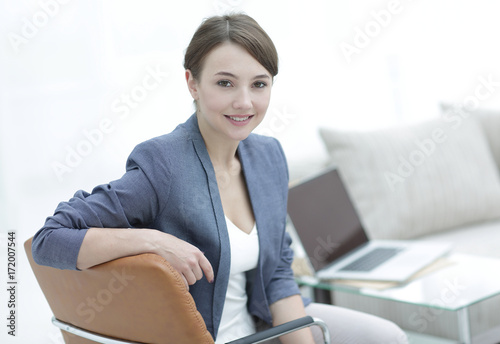 closeup portrait of a female psychologist in her private office